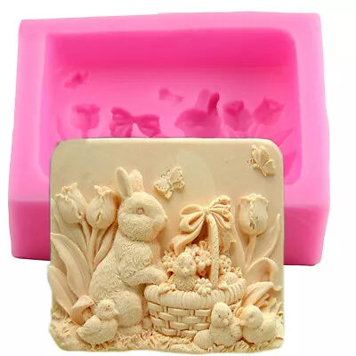 Rabbit Fondant Silicone Mold Easter Bunny Ear 3D Chocolate Molds For Soap Making • $10.84