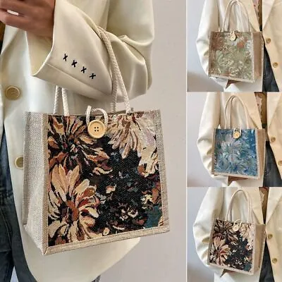 Linen Bag Gift Tote Bag Handbag Lunch Bag Women National Style Shopping Bag • $11.97