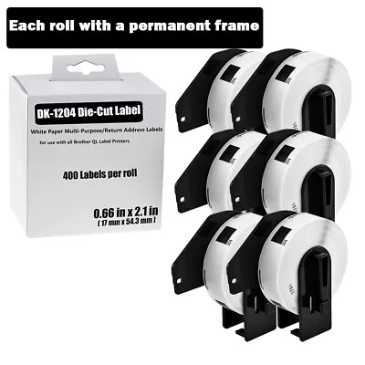 6Roll Multi-Purpose Paper Labels 400 P/R For Brother DK-1204 QL-720NW 17mm*54mm • $31.99