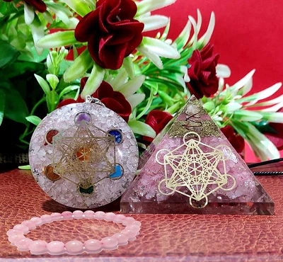 £26.10 • Buy X-LOrgone Crystal Pyramid & Pendant Seven Chakra Metatron Cube Merkaba
