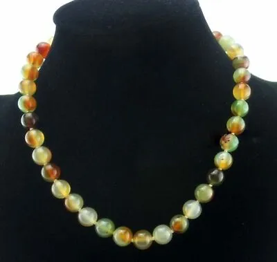 Fashion Women's 10mm Natural Multi-color Jade Gems Round Beads Necklace 18-28  • $6.43