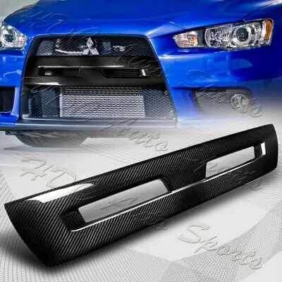 For 2008-2015 Mitsubishi Evolution EVO 10 Carbon Fiber Front Bumper Grille Cover • $135.99