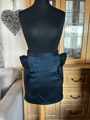 £12 • Buy TOPSHOP BOUTIQUE Teal Green Satin Peplum Mini Skirt Size 12 NEW Party Xmas