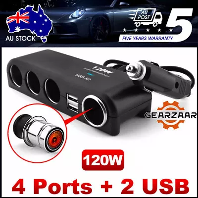 4 Way 24V 12V Multi Socket Car Cigarette Lighter Splitter USB Charger Adapter AU • $12.49