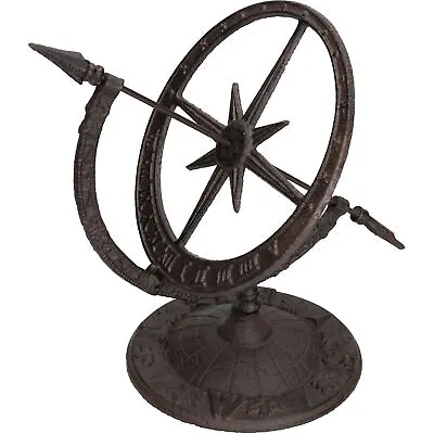 Armillary Sundial Ornament Cast Iron Garden Feature Statue Clock Metal Compass • £29.88