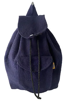 Pinzon Artesian Blue Woven Backpack Purse Drawstring Solid Hippie Boho Mexico • $22.99