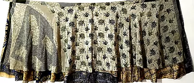 Women's Indian Sari Wrap Skirt Handmade Reversible Vintage Hippie XL Tea • $25.99
