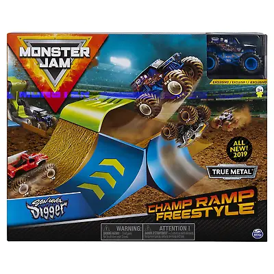 Monster Jam Official Champ Ramp Freestyle Playset & Son-uva Digger Monster Truck • $30.91