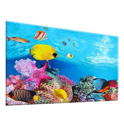 $12.57 • Buy Aquarium Fish Tank Background Poster Self-adhesive Fish Tank Backdrop Sticker 