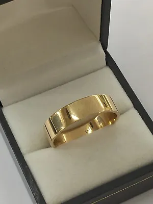 9ct 9k Yellow Gold Plain Polished Flat Mens Wedding Band 6mm Size V. New • $436.63