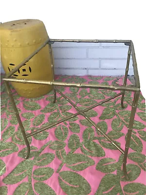 Maison Bagues Style Square Faux Bamboo End Table Side Table Plant Stand 1960’s • $650