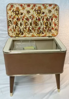 Hawkeye Sewing Box Bench Hamper Burlington Basket Co 1960s MCM Brown Stool • $100