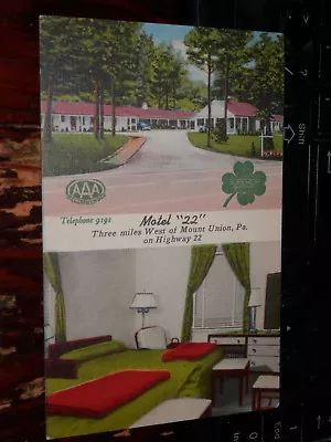 Mount Union Pa - Linen Postcard - Motel 22 - Highway 22 • $6.04