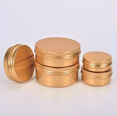 24pcs 2oz Gold Aluminum Tin Container Round Metal Storage Screw LidTravel Tin  • $23.97