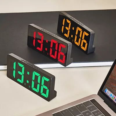 Modern LED Mirror Alarm Clock With Voice Activated Temperature Display • $17.05