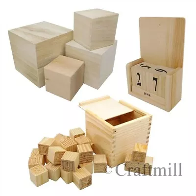 Plain Wooden Building Blocks Cubes Baby Child Christening Birthday Gift • £13.89