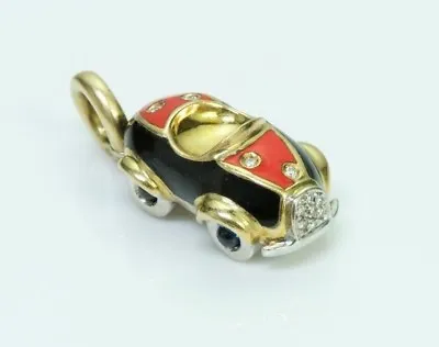 Aaron Basha 18K White & Yellow Gold Diamond Sapphire Car Charm • $2250