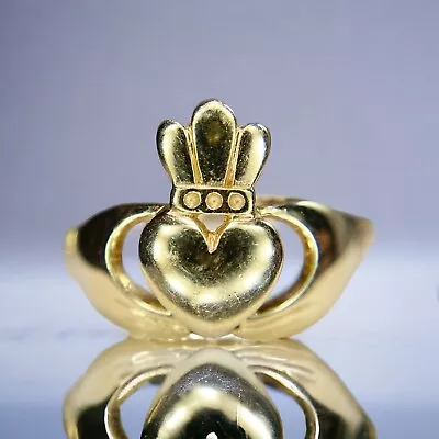 Vintage 14k Yellow Gold Claddagh Irish Classic Heart Shape Ring • $299