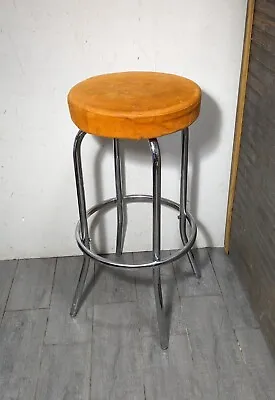 Vintage 30  Retro Mid Century Modern Chrome Steel Metal Bar Counter Stool • $126