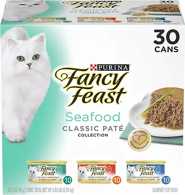 FANCY FEAST Adult Seafood Pate Variety Pack Wet Cat Food 30X85G • $98.09