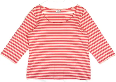 Marimekko Striped Pink 3/4 Sleeve Cotton Top Size M • $16.20