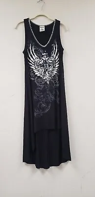 Vocal Womens Y2K Tank Dress Large High Low Rhinestones Crystals Embellished Wing • $35
