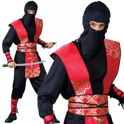 Adult Mens Japanese Ninja Master Martial Arts Samurai Fancy Dress Costume • $82.63