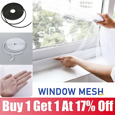 Insect Mesh Window Curtain Wasp Mosquito Bug Netting Cover Kit Fly Screen Net • £2.88
