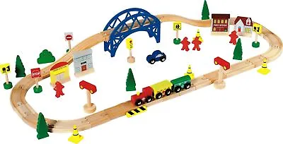 Chad Valley 60 Piece Wooden Train Set Bnib • £24.99