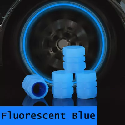 4pcs Glowing Blue Car Wheel Tire Tyre Air Valve Stem Cap Covers Auto Accessories • $3.73