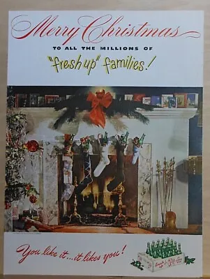 1947 Magazine Ad For 7Up Soda - Stockings By The Fire Merry Christmas Fresh Up! • $3.46