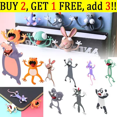 Creative Cartoon Funny 3D Stereo Bookmarks Animal Book Markers School Supplies • £5.24