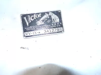 Victor Victrola Vv - Ix - A Disc Phonograph Id Tag Serial Number 341279 • $17.50