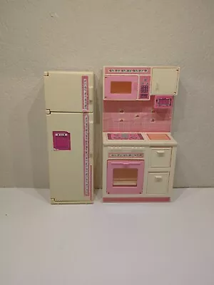 2 Vintage 1987 Barbie Sweet Roses Kitchen Stove Oven Microwave & Refrigerator. • $15