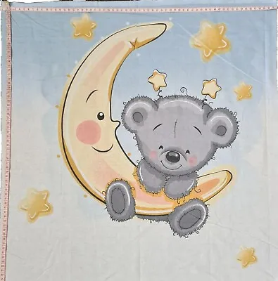 100% Cotton Fabric 2 Pcs Panels Panels For Quilting Bedding Teddy Bear Moon  • £5