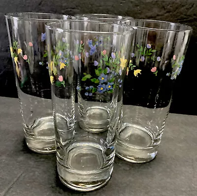 $34.80 • Buy 4 Pfaltzgraff Meadow Lane High Ball Glasses Water Tumbler Floral 6.25  16 Oz