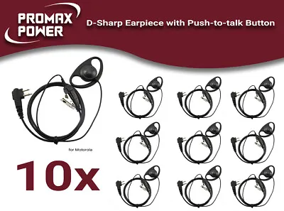 10x D-Shape Earpiece Headset W/ PTT For Motorola Radios CLS1100 CP200 EP450 GP88 • $82