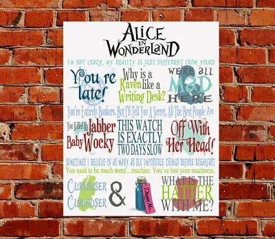 £8.99 • Buy Alice In Wonderland Film Movie Quotes METAL SIGN Birthday Gift Tim Burton