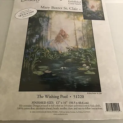 Mary Baxter St. Clair Embellished Cross Stitch “The Wishing Pool   • $14