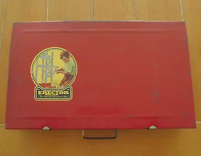 Vtg. 1940s  GREAT ERECTOR SET NO. 9 1/2 A.C. GILBERT CO. RED CASE INSTRUCTIONS • $55