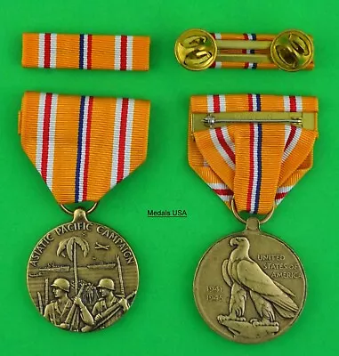 WWII Asiatic Pacific Campaign Medal & Ribbon Bar -Full Size USA Made-  APCM ASIA • $18.89