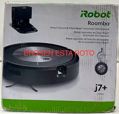 IRobot Roomba J755020 J7+ Vacuum Cleaner With Auto Clean Base BROKEN FOR PARTS • $199.95