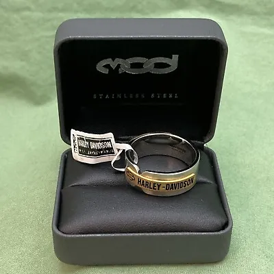 New Genuine Harley Davidson Mod Hsr0053 Sz 14 Gold Tone & Steel Wrap Band Ring • $83.99