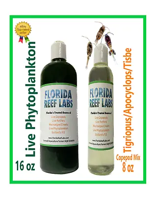 LIVE Copepod 8oz / Live Phytoplankton 16oz Combo - Florida Reef Labs™  FAST SHIP • $23.95