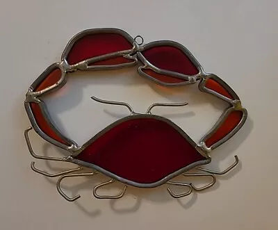 Vintage Red Crab Suncatcher Stained Glass Beach Decor 6  • $12.95