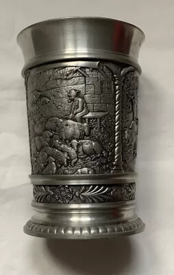 SKS Zinn Cup 95% Pewter Vintage Goblet Germany 3 Farming Scenes • £10.36