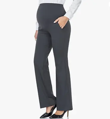 AMPOSH Women's Maternity Bootcut Work Pants Pockets Flare Yoga Pants Gray M NWT • $16.09