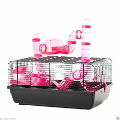 Hamster Cage Pink Plastic With Tubes Brand New Single Tier - The Landmark • £40.49