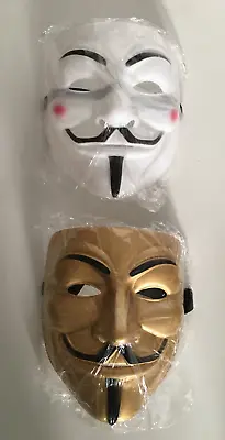 2 Pack Of V For Vendetta Mask Fawkes Anonymous Halloween Cosplay Costume Gold • $9.63