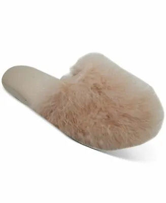 Inc Wedge Faux-Marabou Slippers - Mocha Frappe - S (5-6) • $8.99